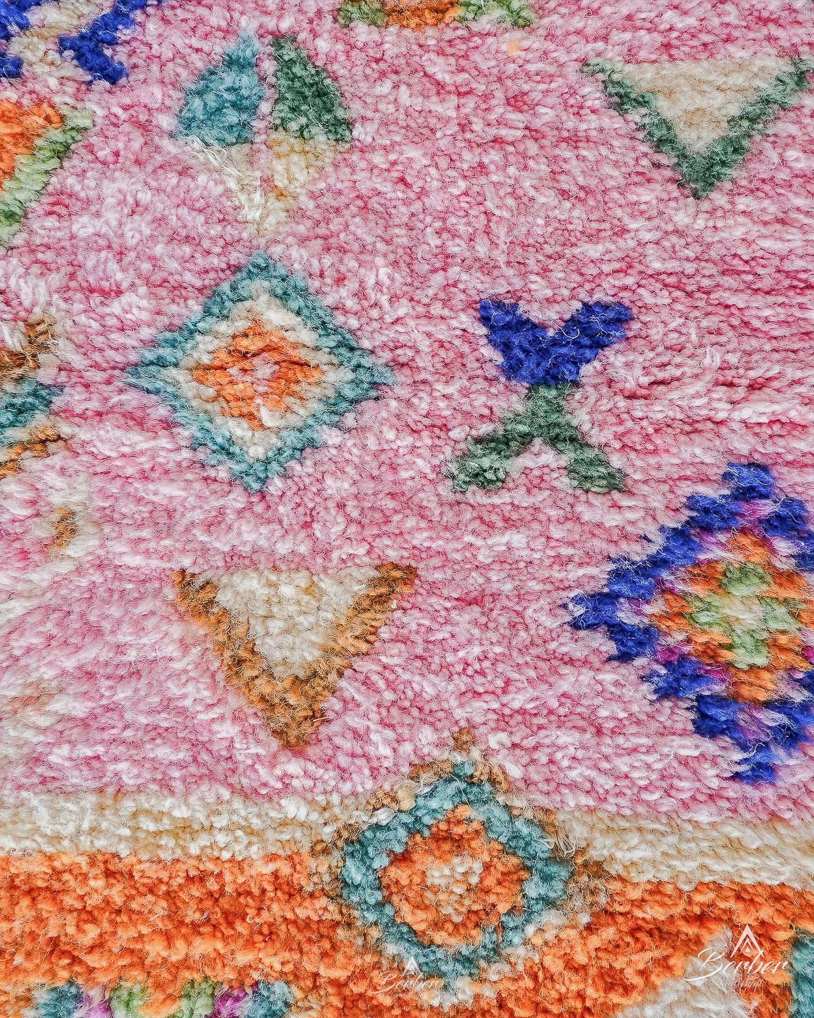 Pink And Orange Rug Runner 2 X 6 Ft | 60 X 180 Cm / With Tassels / Short (0.4” / 1 cm)
