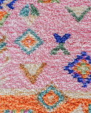 Pink And Orange Rug Runner 2 X 6 Ft | 60 X 180 Cm / With Tassels / Short (0.4” / 1 cm)