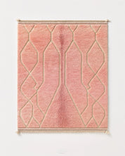 Pink Beni Ourain Rug 3 X 5 Ft | 90 X 150 Cm / With Tassels / Short (0.4” / 1 cm)