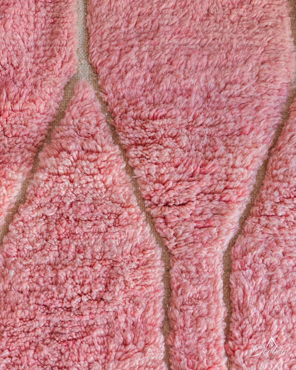 Pink Beni Ourain Rug 3 X 5 Ft | 90 X 150 Cm / With Tassels / Short (0.4” / 1 cm)