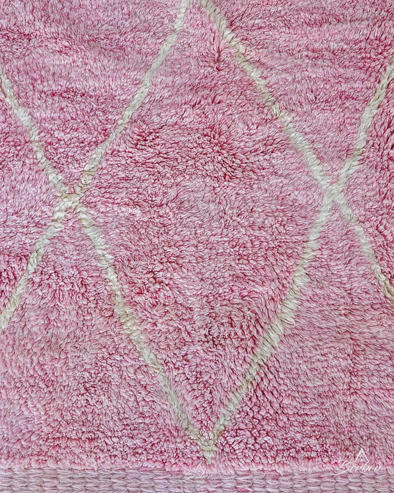 Pink Beni Rug 3 X 5 Ft | 90 X 150 Cm / With Tassels / Short (0.4” / 1 cm)