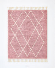 Pink Beni Rug 3 X 5 Ft | 90 X 150 Cm / With Tassels / Short (0.4” / 1 cm)
