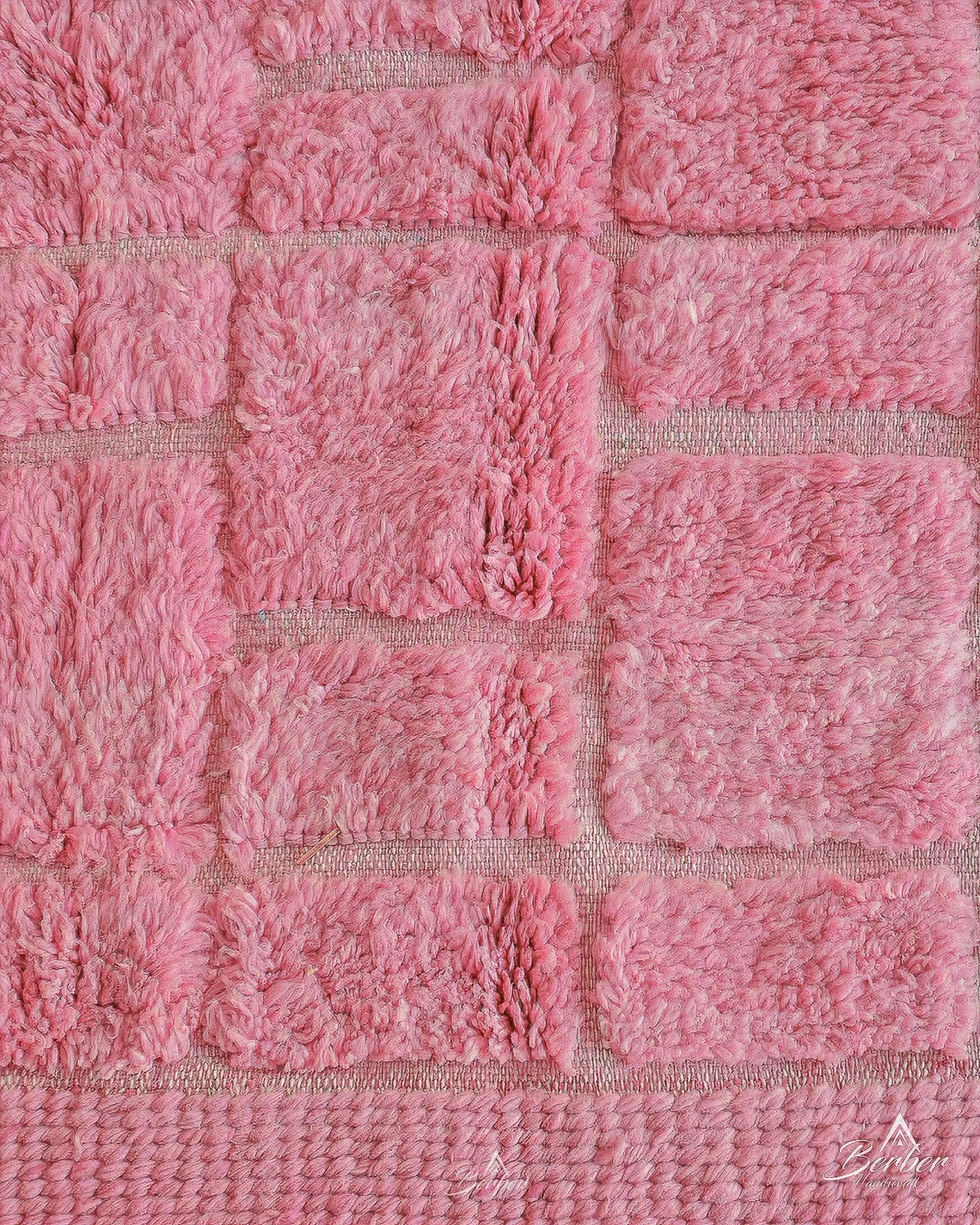 Pink Berber Rug 3 X 5 Ft | 90 X 150 Cm / With Tassels / Short (0.4” / 1 cm)