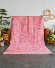 Pink Berber Rug 3 X 5 Ft | 90 X 150 Cm / With Tassels / Short (0.4” / 1 cm)
