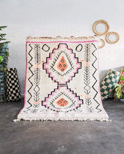 Pink Bohemian Rug 3 X 5 Ft | 90 X 150 Cm / With Tassels / Short (0.4” / 1 cm)