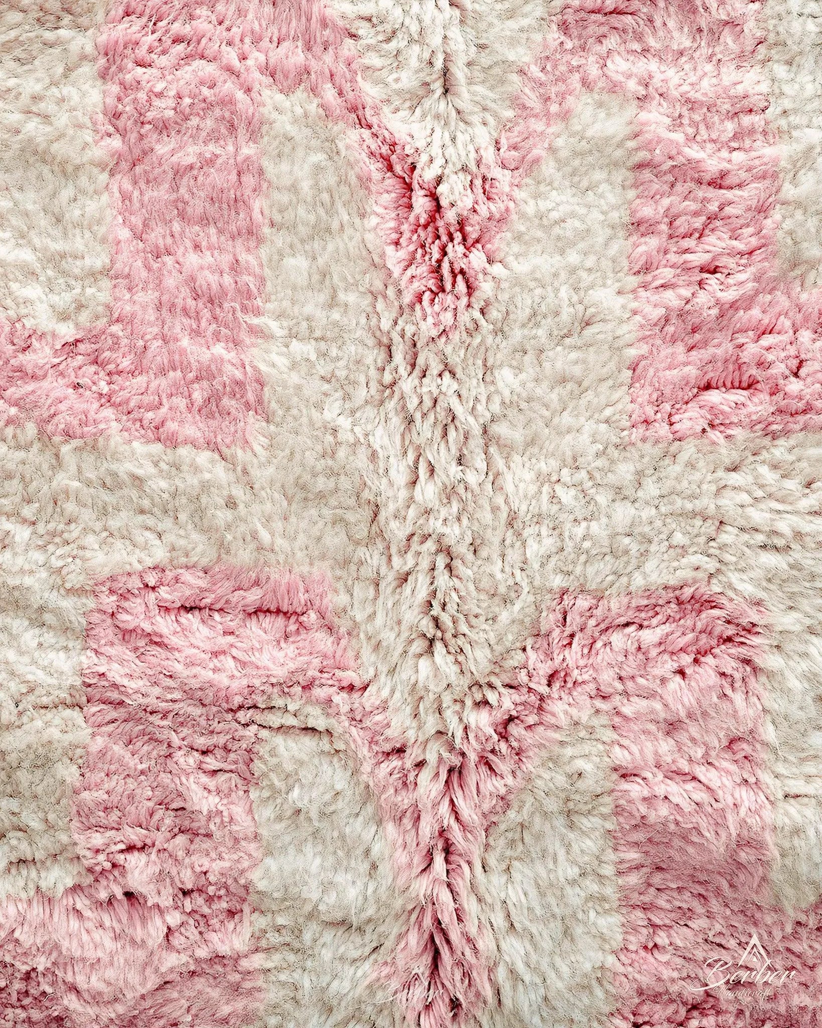 Pink Boho Berber Rug 3 X 5 Ft | 90 X 150 Cm / With Tassels / Short (0.4” / 1 cm)