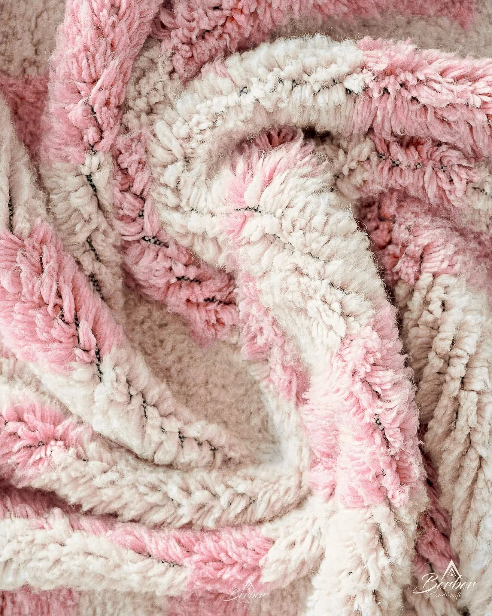 Pink Boho Berber Rug 3 X 5 Ft | 90 X 150 Cm / With Tassels / Short (0.4” / 1 cm)