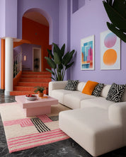 Pink Boho Rug 3 X 5 Ft | 90 X 150 Cm / With Tassels / Short (0.4” / 1 cm)