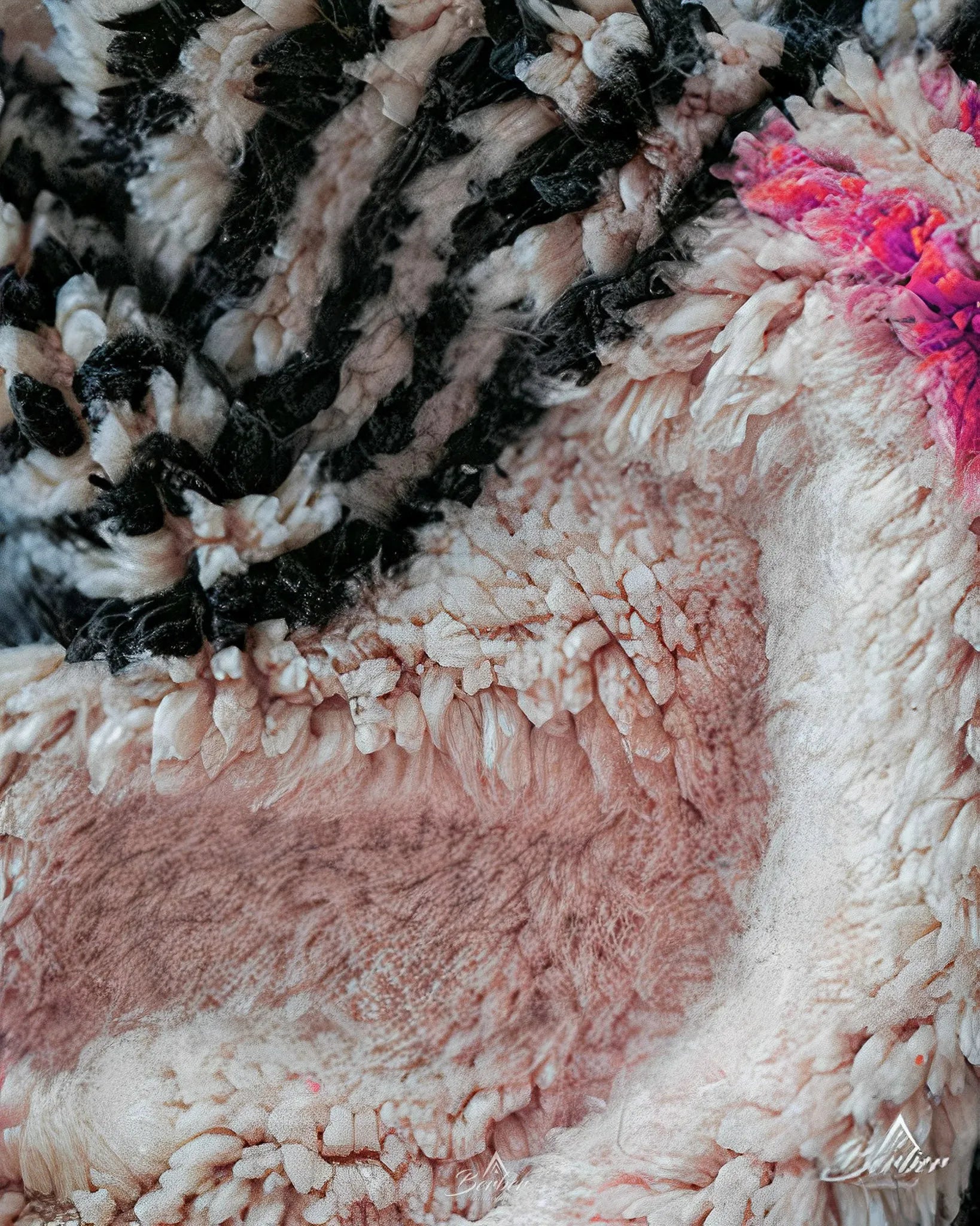 Pink Boho Rug 3 X 5 Ft | 90 X 150 Cm / With Tassels / Short (0.4” / 1 cm)