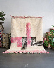 Pink Boho Rug 3 X 5 Ft | 90 X 150 Cm / With Tassels / Short (0.4” / 1 cm)