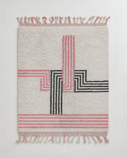 Pink Boho Rug 3 X 5 Ft | 90 X 150 Cm / With Tassels / Short (0.4” / 1 cm)