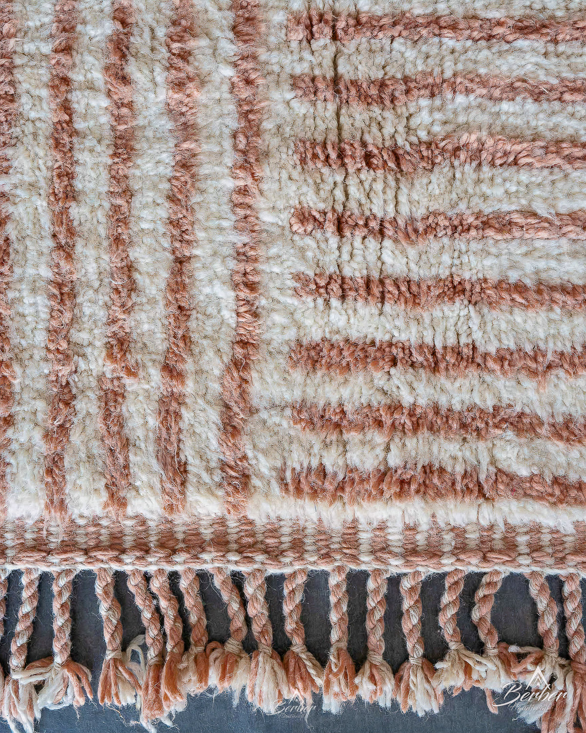 Peach Boho Rug 3 X 5 Ft | 90 X 150 Cm / With Tassels / Short (0.4” / 1 cm)