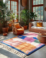 Pink Boujaad Carpet 3 X 5 Ft | 90 X 150 Cm / With Tassels / Short (0.4” / 1 cm)