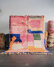 Pink Boujaad Carpet 3 X 5 Ft | 90 X 150 Cm / With Tassels / Short (0.4” / 1 cm)