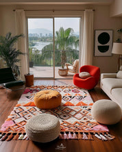 Pink Boujaad Rug 3 X 5 Ft | 90 X 150 Cm / With Tassels / Short (0.4” / 1 cm)