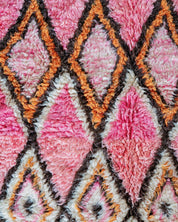 Pink Boujaad Rug 3 X 5 Ft | 90 X 150 Cm / With Tassels / Short (0.4” / 1 cm)