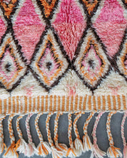 Pink Boujaad Rug 3 X 5 Ft | 90 X 150 Cm / With Tassels / Short (0.4” / 1 cm)