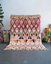 Pink Boujaad Rug 3 X 5 Ft | 90 X 150 Cm / With Tassels / Short (0.4” / 1 cm)
