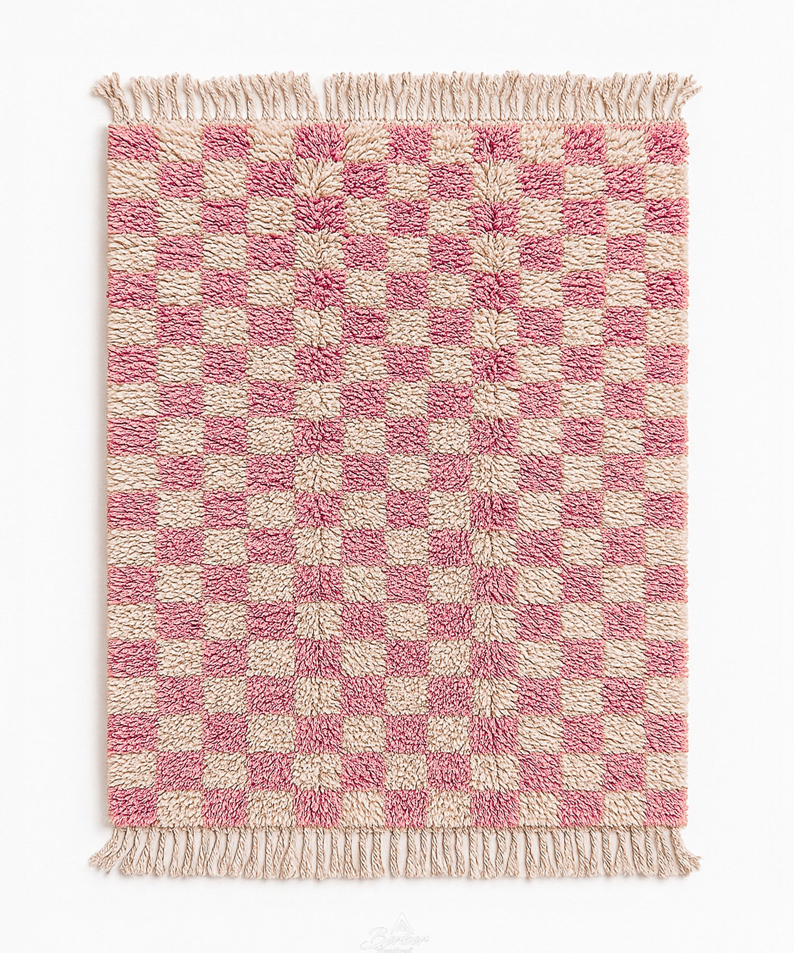 Checkered Pink Berber Rug 3 X 5 Ft | 90 X 150 Cm
