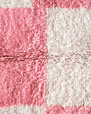 Pink Checkered Rug 3 X 5 Ft | 90 X 150 Cm / With Tassels / Short (0.4” / 1 cm)