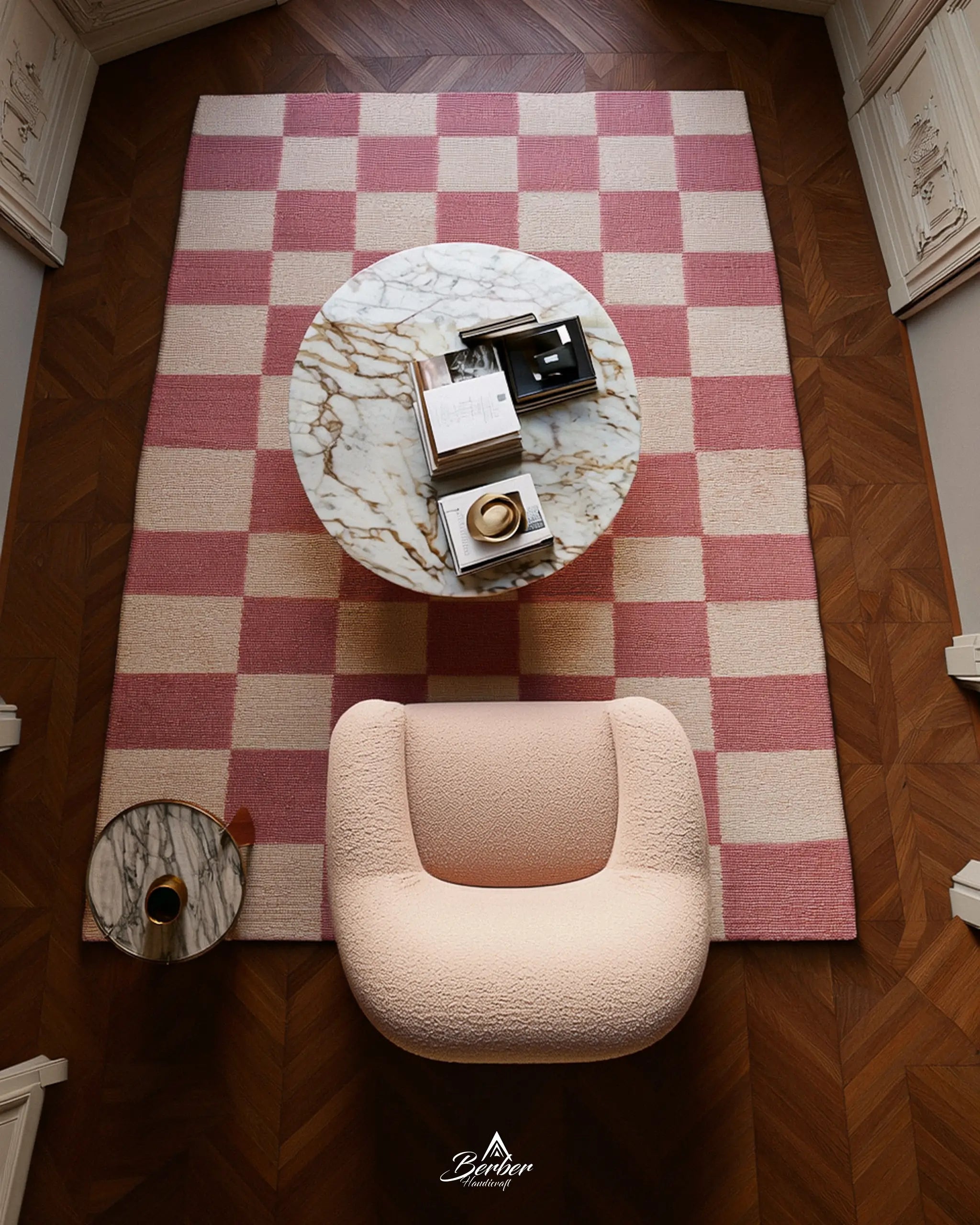Pink Checkered Rug