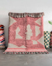 Pink Handmade Rug 3 X 5 Ft | 90 X 150 Cm / With Tassels / Short (0.4” / 1 cm)