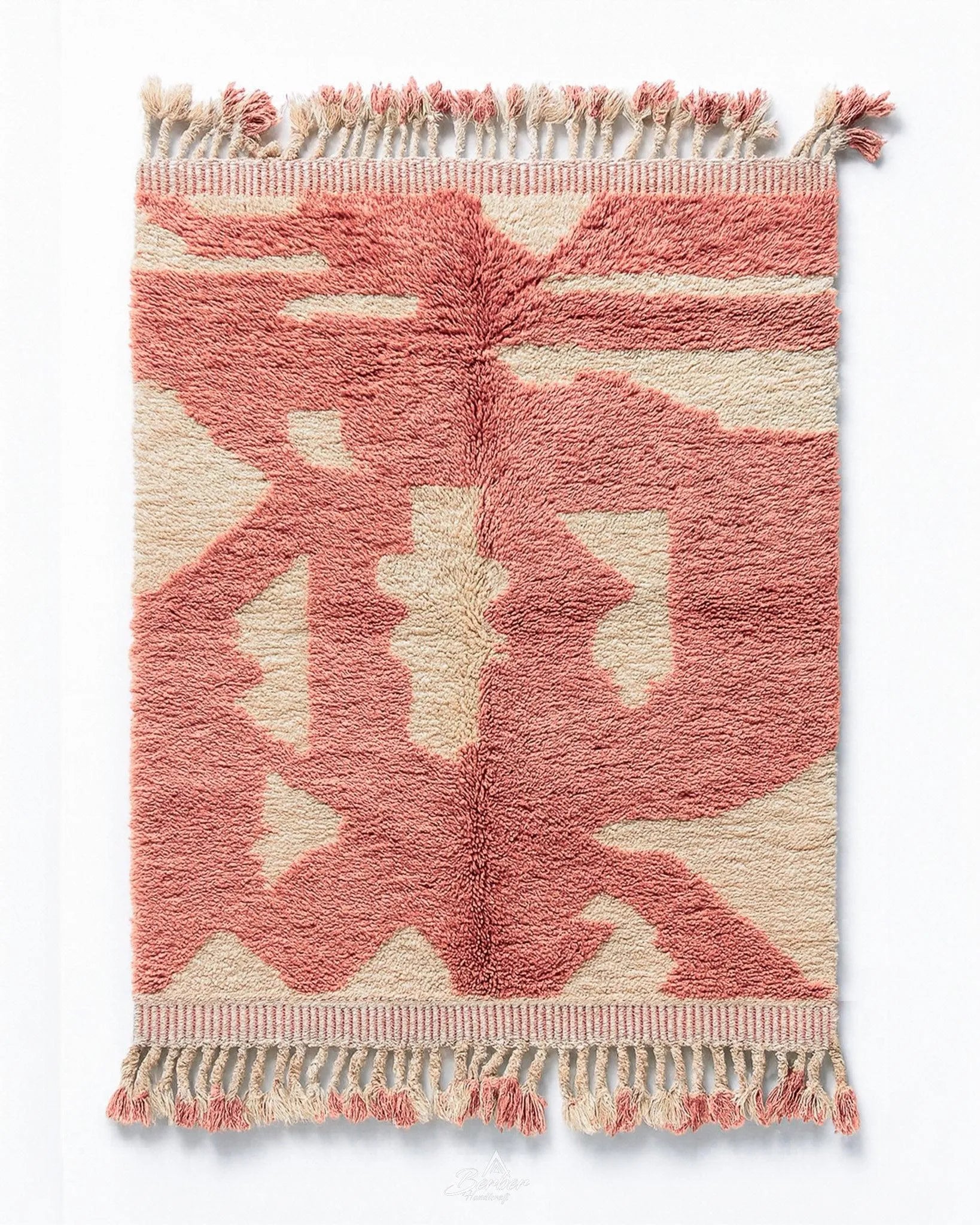 Pink Handmade Rug 3 X 5 Ft | 90 X 150 Cm / With Tassels / Short (0.4” / 1 cm)