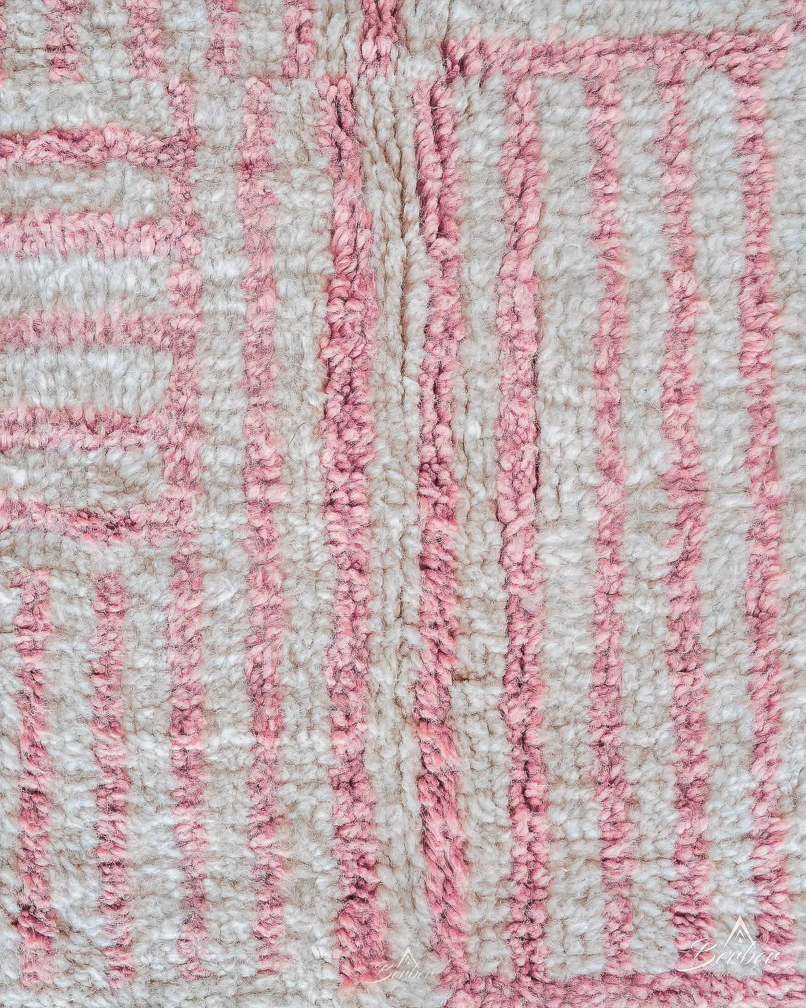Pink Minimalist Rug 3 X 5 Ft | 90 X 150 Cm / With Tassels / Short (0.4” / 1 cm)