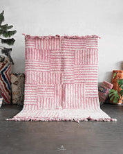 Pink Minimalist Rug 3 X 5 Ft | 90 X 150 Cm / With Tassels / Short (0.4” / 1 cm)