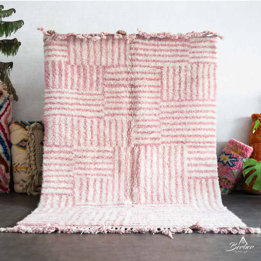 Pink Minimalist Rug - Berber Handicraft