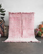 Pink Minimalist Rug 3 X 5 Ft | 90 X 150 Cm / With Tassels / Short (0.4” / 1 cm)