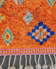 Pink Moroccan Rug 3 X 5 Ft | 90 X 150 Cm / With Tassels / Short (0.4” / 1 cm)