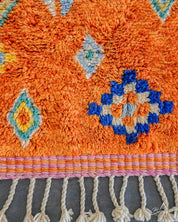 Pink Moroccan Rug 3 X 5 Ft | 90 X 150 Cm / With Tassels / Short (0.4” / 1 cm)