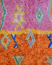 Pink Moroccan Rug 3 X 5 Ft | 90 X 150 Cm / With Tassels / Short (0.4” / 1 cm)