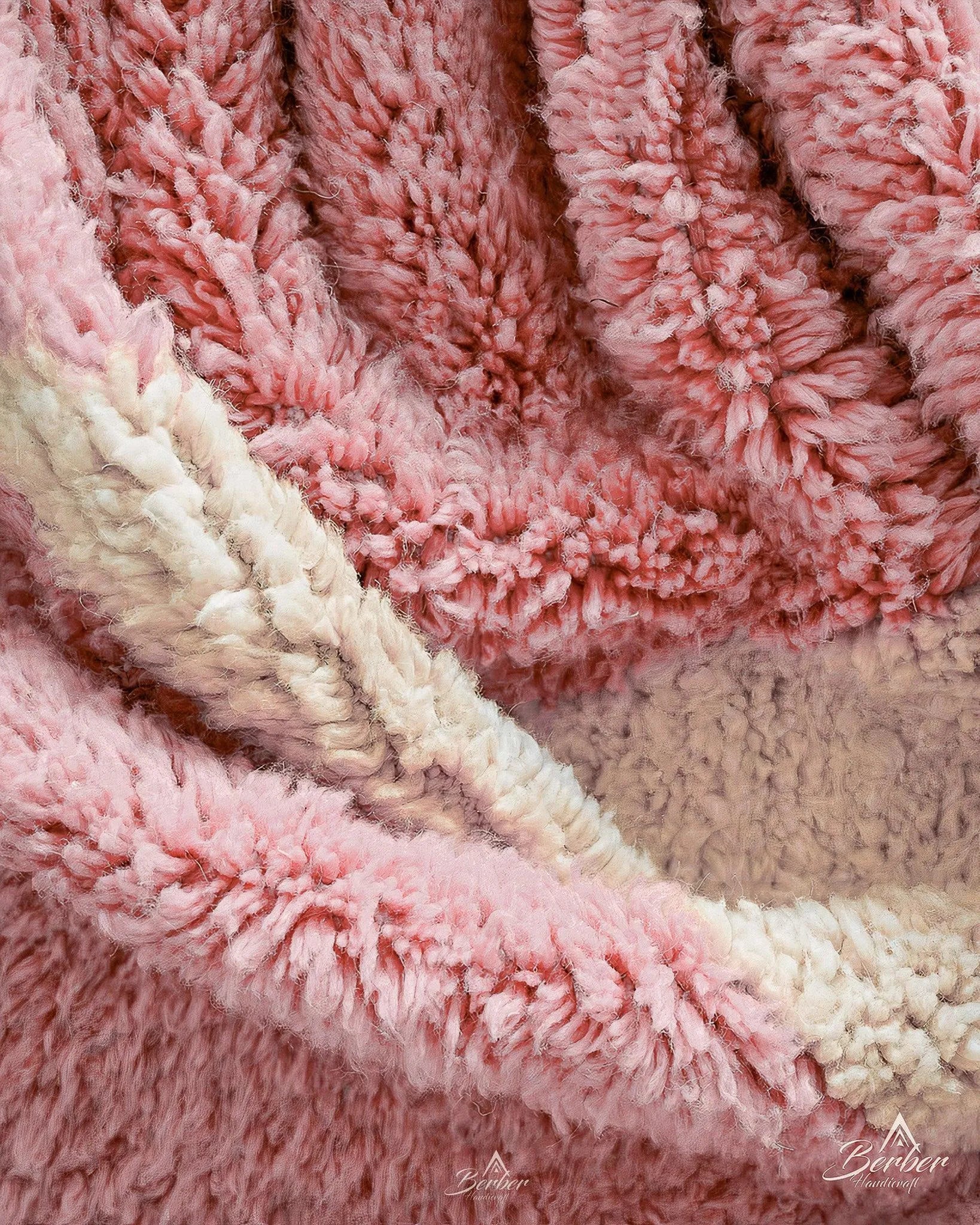 Pink Morrocan Berber Rug 3 X 5 Ft | 90 X 150 Cm / With Tassels / Short (0.4” / 1 cm)