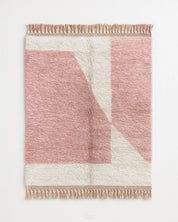 Pink Morrocan Berber Rug 3 X 5 Ft | 90 X 150 Cm / With Tassels / Short (0.4” / 1 cm)