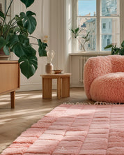 Pink Morrocan Rug 3 X 5 Ft | 90 X 150 Cm / With Tassels / Short (0.4” / 1 cm)