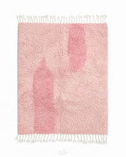 Pink Morrocan Wool Rug 3 X 5 Ft | 90 X 150 Cm / With Tassels / Short (0.4” / 1 cm)