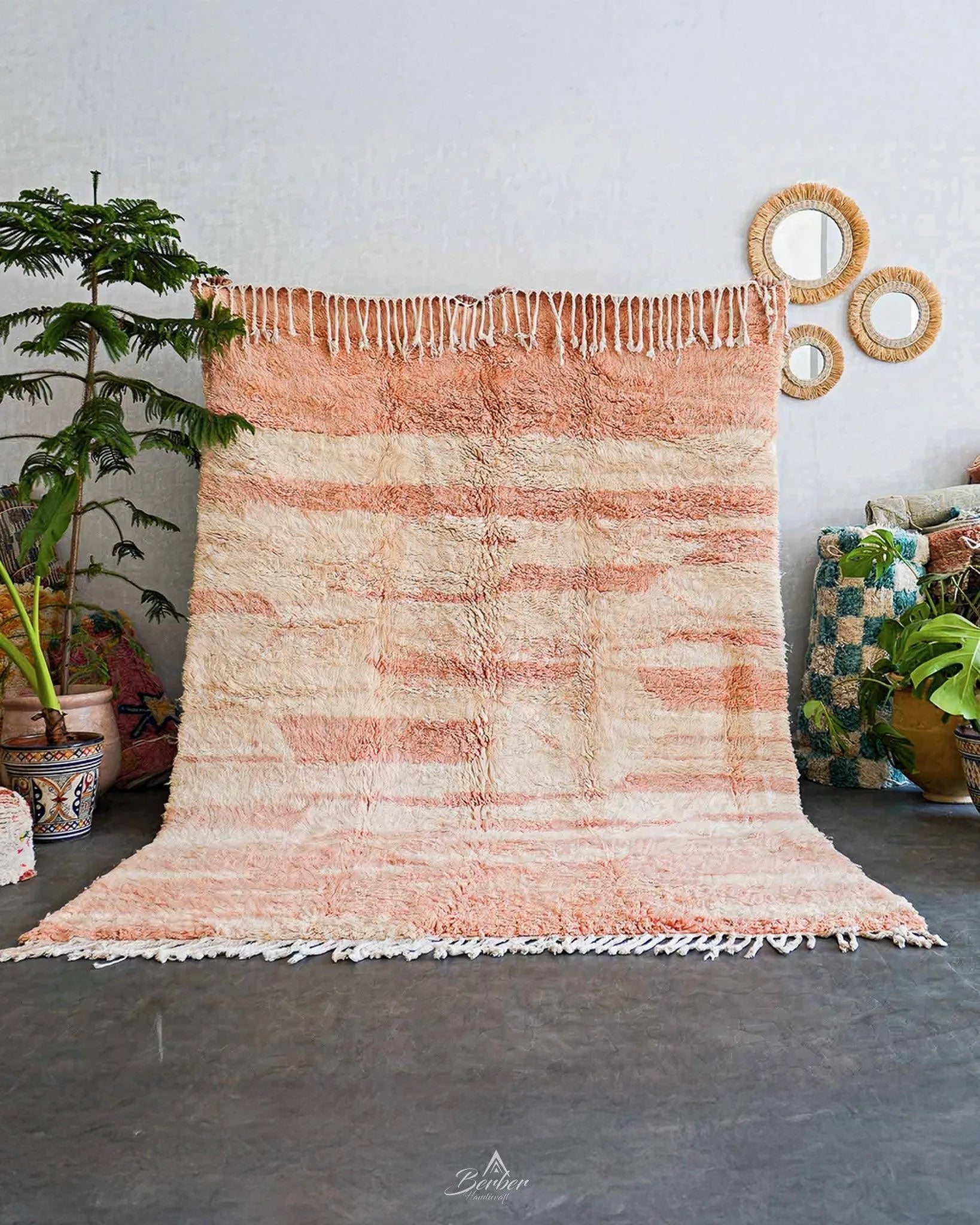 Pink Shag Rug 3 X 5 Ft | 90 X 150 Cm / With Tassels / Short (0.4” / 1 cm)