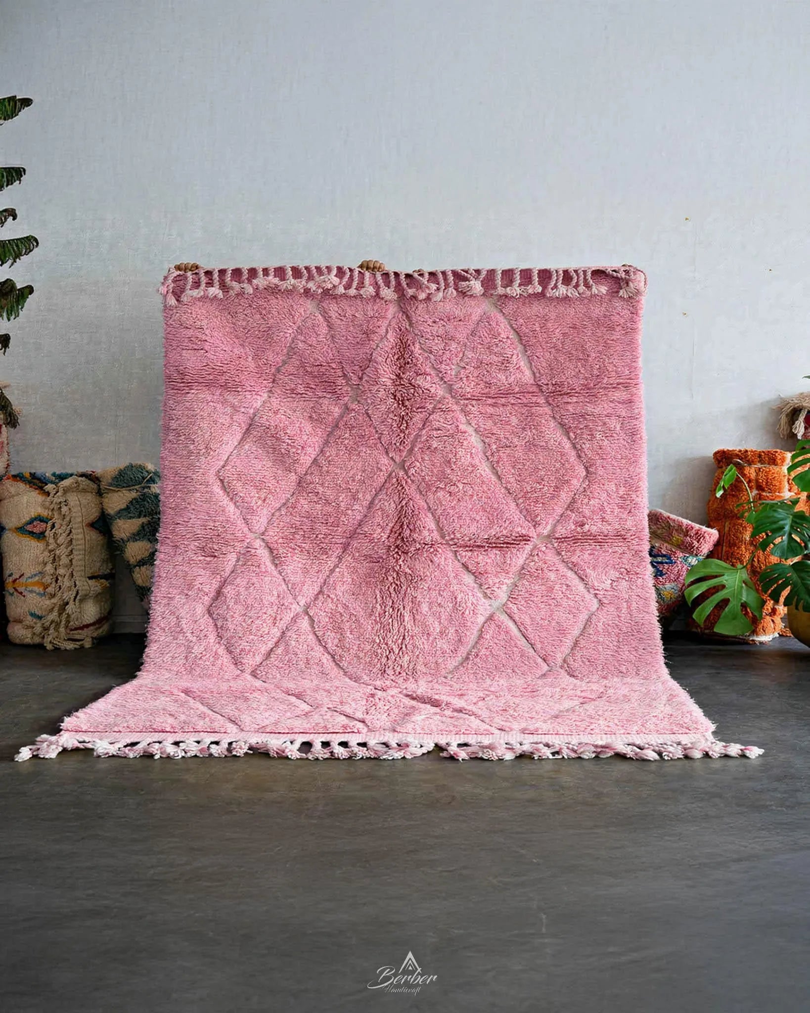 Pink Trellis Rug-Berber Handicraft