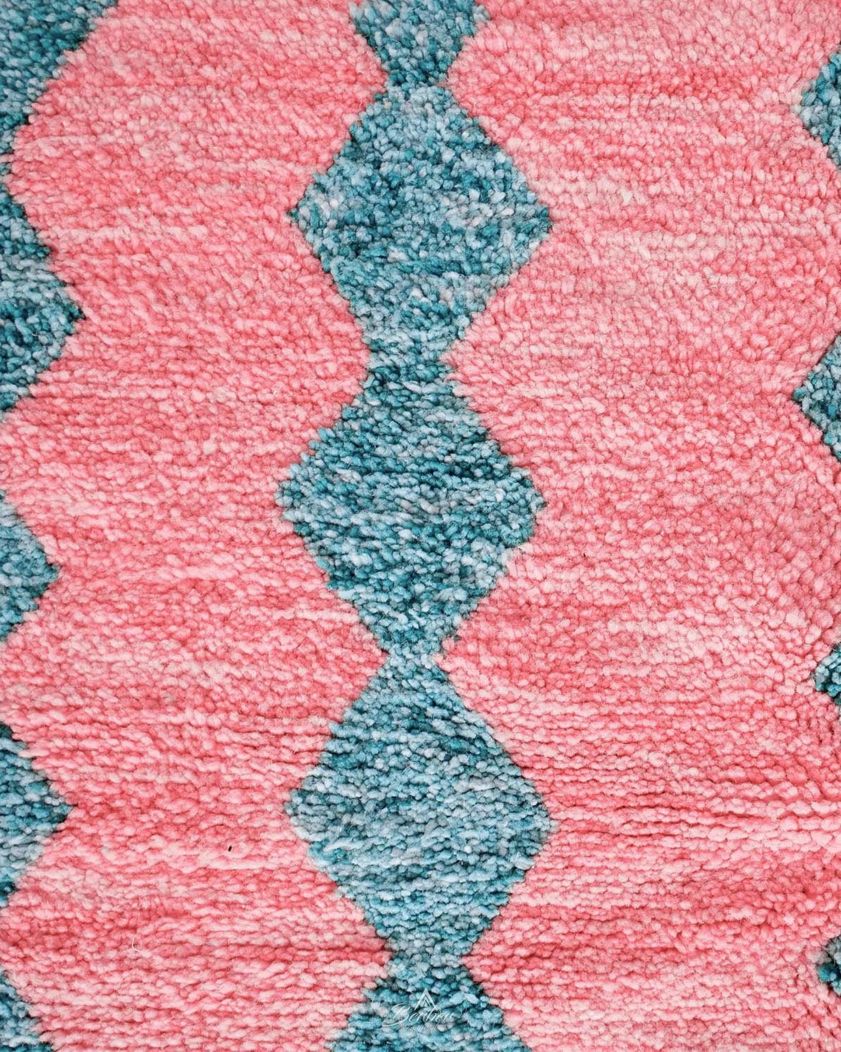 Pink Turquoise Boujaad Rug-Berber Handicraft