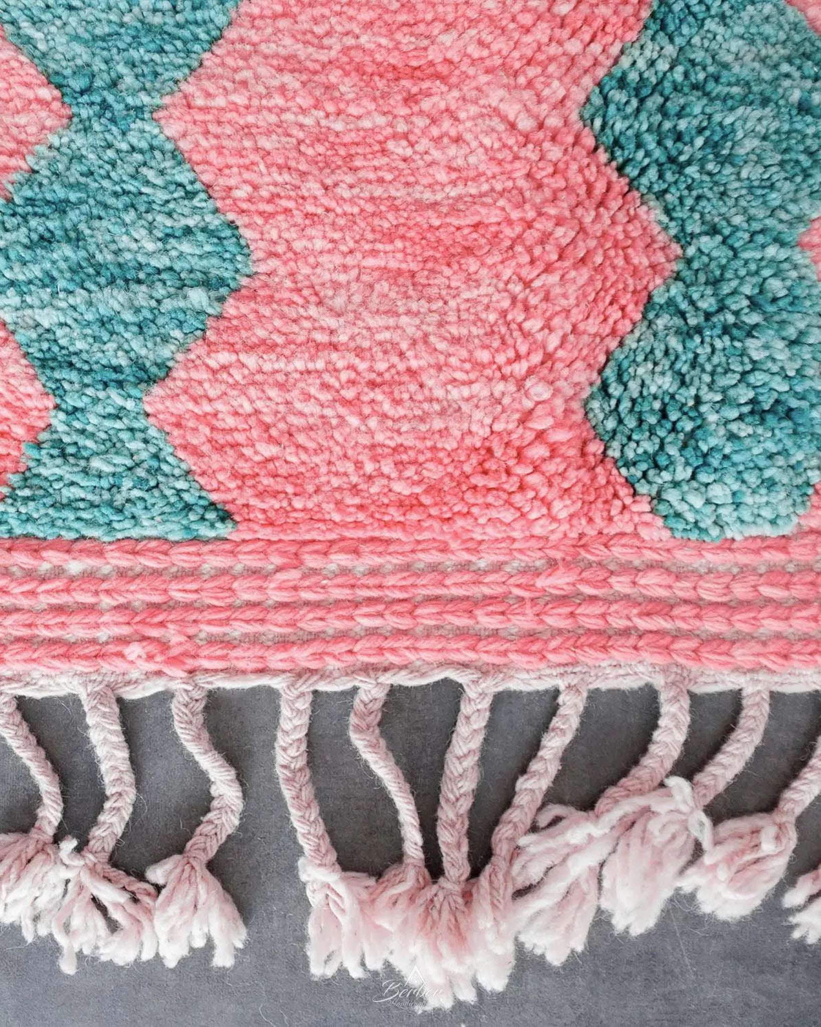 Pink Turquoise Boujaad Rug-Berber Handicraft