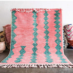 Pink Turquoise Boujaad Rug - Berber Handicraft