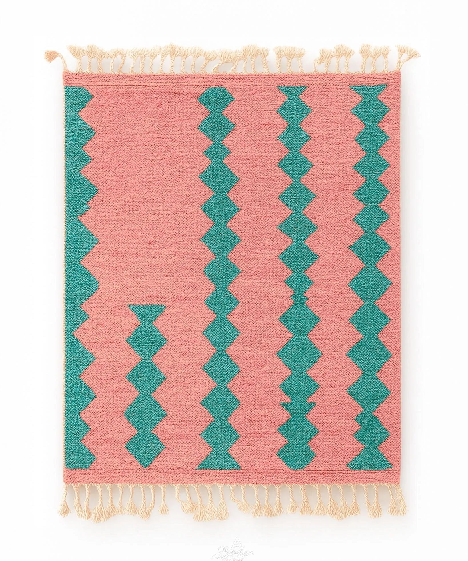 Pink Turquoise Boujaad Rug-Berber Handicraft