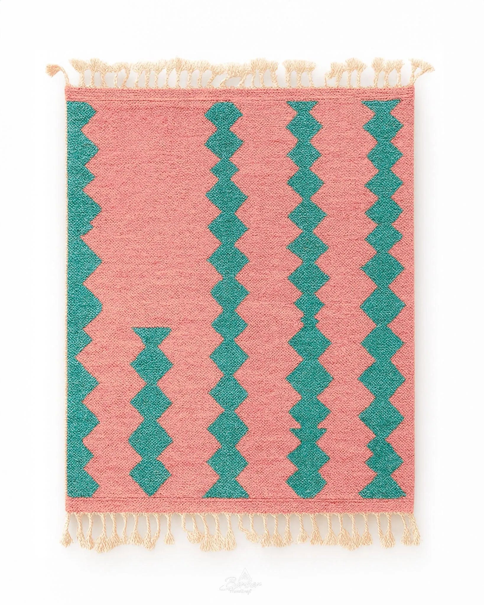Pink Turquoise Boujaad Rug-Berber Handicraft