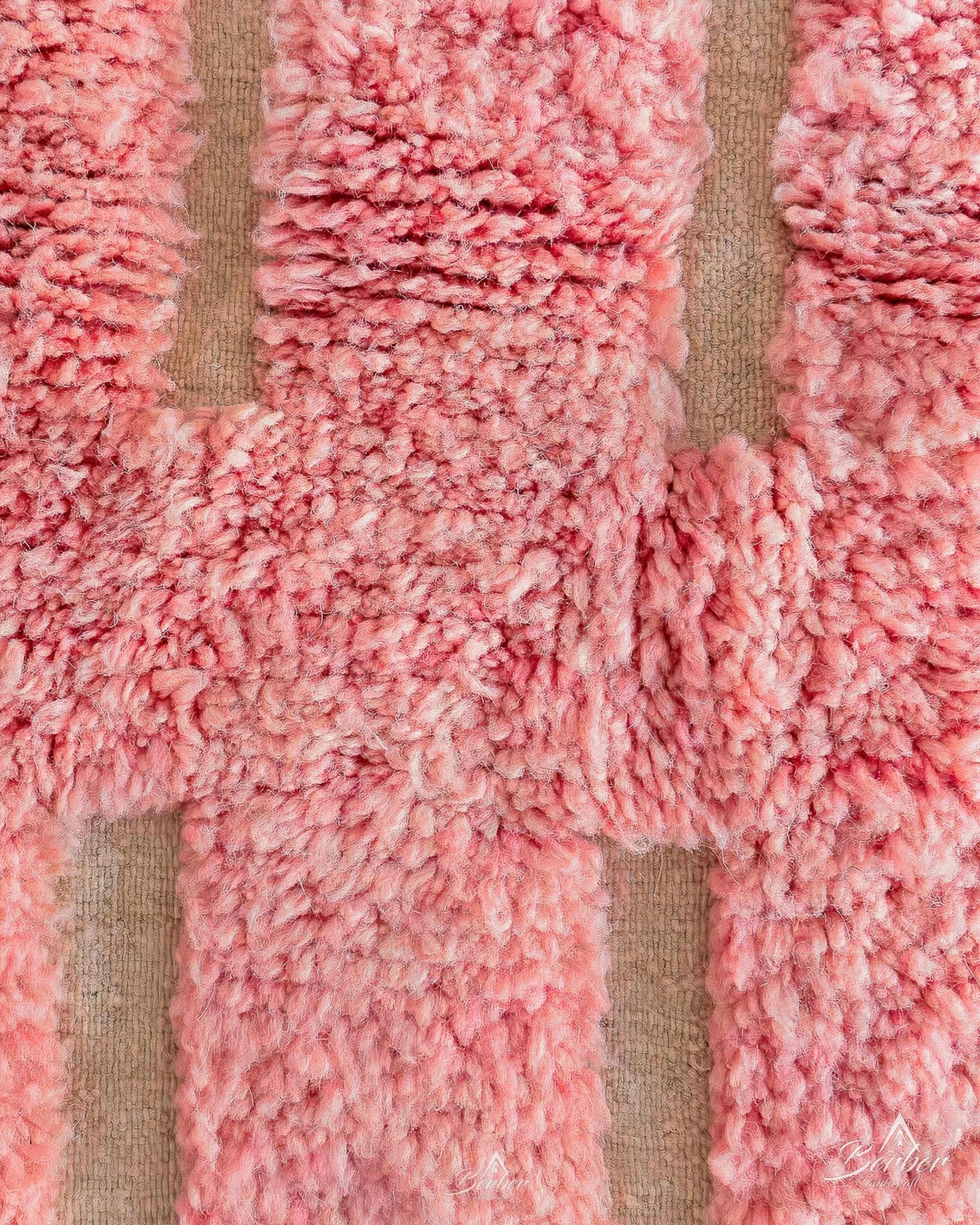 Pink Wool Rug 3 X 5 Ft | 90 X 150 Cm / With Tassels / Short (0.4” / 1 cm)