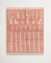 Pink Wool Rug 3 X 5 Ft | 90 X 150 Cm / With Tassels / Short (0.4” / 1 cm)