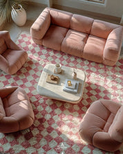 Pink Checkered Wool Rug