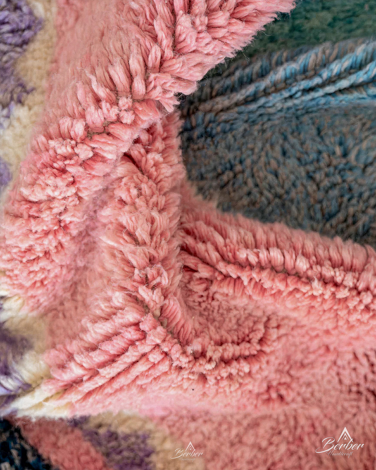 Pink Abstract Moroccan Rug 3 X 5 Ft | 90 X 150 Cm / With Tassels / Short (0.4” / 1 cm)