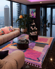Purple Boujaad Carpet 3 X 5 Ft | 90 X 150 Cm / With Tassels / Short (0.4” / 1 cm)